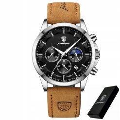 ZEGAREK MĘSKI ELEGANCKI POEDAGAR CHRONOGRAF PUDEŁKO WSKAŹNIK DZIEŃ / NOC