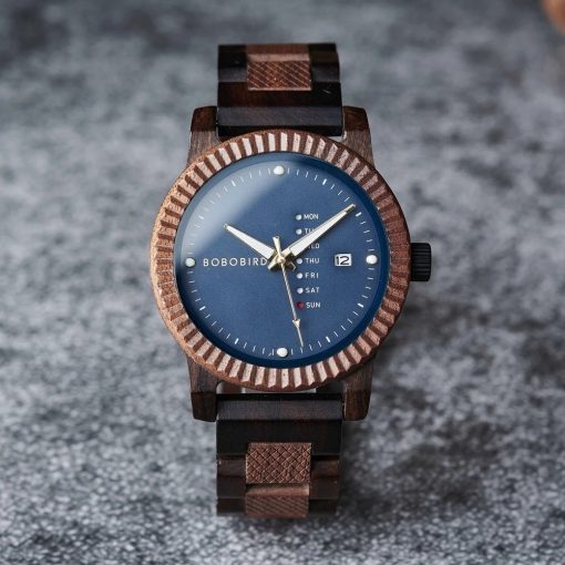 Drewniany zegarek męski BOBO BIRD T131-1 elegancki drewniana bransoleta