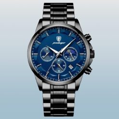 ZEGAREK MĘSKI ELEGANCKI POEDAGAR WSKAŹNIK DZIEŃ / NOC CHRONOGRAF PUDEŁKO