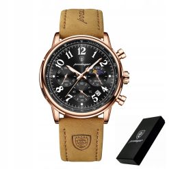 ZEGAREK MĘSKI ELEGANCKI POEDAGAR CHRONOGRAF PUDEŁKO WSKAŹNIK DZIEŃ / NOC
