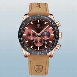ZEGAREK MĘSKI ELEGANCKI POEDAGAR CHRONOGRAF PUDEŁKO WSKAŹNIK DZIEŃ / NOC