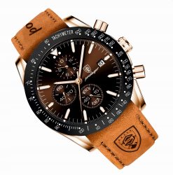 ZEGAREK MĘSKI ELEGANCKI POEDAGAR SPOROTWY CHRONOGRAF+PUDEŁKO SKÓRZANY PASEK 4