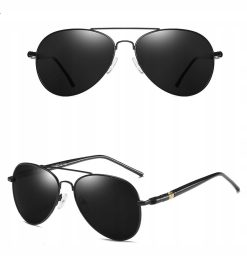 Męskie Okulary Przeciwsłoneczne Solenzio Aviator Polaryzacja z Etui UV400 czarne 0911