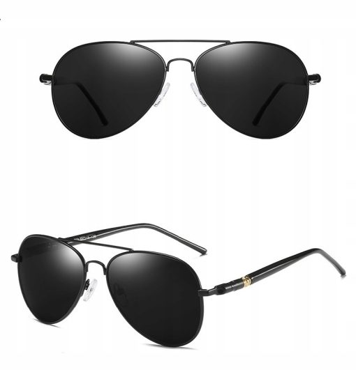 Męskie Okulary Przeciwsłoneczne Solenzio Aviator Polaryzacja z Etui UV400 czarne 0911