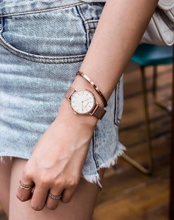 Zegarek damski rose gold na bransolecie mesh HANNAH MARTIN MS36 elegancki piękny pudełko 4