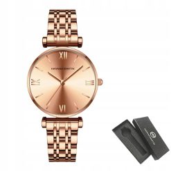 Piękny damski zegarek na bransolecie HANNAH MARTIN 1522 elegancki cały rose gold