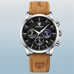 ZEGAREK MĘSKI ELEGANCKI POEDAGAR CHRONOGRAF PUDEŁKO WSKAŹNIK DZIEŃ / NOC