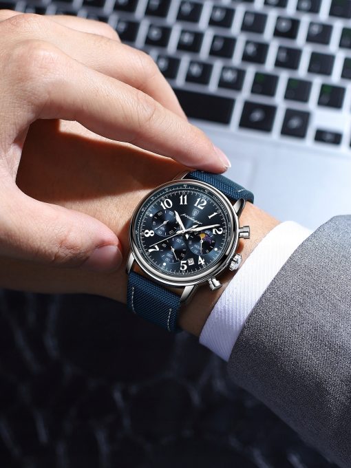 ZEGAREK MĘSKI ELEGANCKI POEDAGAR CHRONOGRAF PUDEŁKO WSKAŹNIK DZIEŃ / NOC