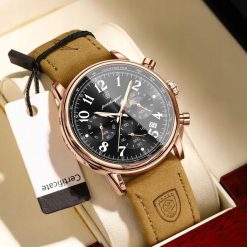 ZEGAREK MĘSKI ELEGANCKI POEDAGAR CHRONOGRAF PUDEŁKO WSKAŹNIK DZIEŃ / NOC