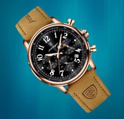 ZEGAREK MĘSKI ELEGANCKI POEDAGAR CHRONOGRAF PUDEŁKO WSKAŹNIK DZIEŃ / NOC 3