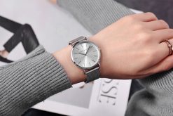 Elegancki srebrny zegarek damski na bransolecie mesh HANNAH MARTIN HM36 cały srebrny 4