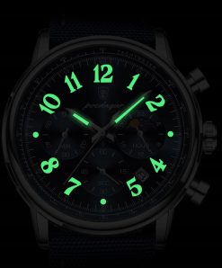 Czarny męski zegarek na pasku POEDAGAR 808 chronograf pudełko wskaźnik dzień/noc 6