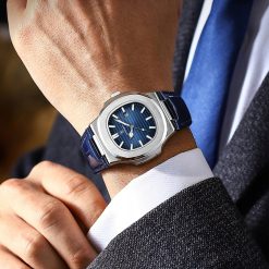 ZEGAREK MĘSKI ELEGANCKI POEDAGAR NA SKÓRZANYM PASKU PUDEŁKO DATOWNIK 4
