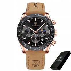 ZEGAREK MĘSKI ELEGANCKI POEDAGAR CHRONOGRAF PUDEŁKO WSKAŹNIK DZIEŃ / NOC