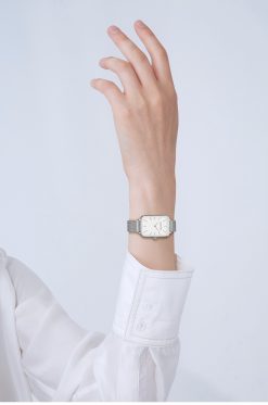 Damski zegarek na bransolecie mesh HANNAH MARTIN 1241 piękny elegancki srebrny biały 3