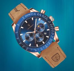 ZEGAREK MĘSKI ELEGANCKI POEDAGAR CHRONOGRAF PUDEŁKO WSKAŹNIK DZIEŃ / NOC 6