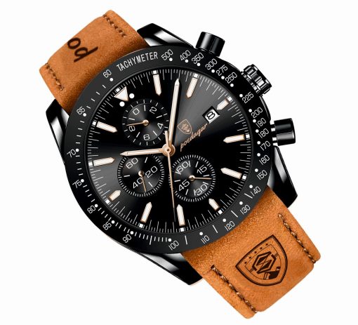 ZEGAREK MĘSKI ELEGANCKI POEDAGAR SPOROTWY CHRONOGRAF+PUDEŁKO SKÓRZANY PASEK