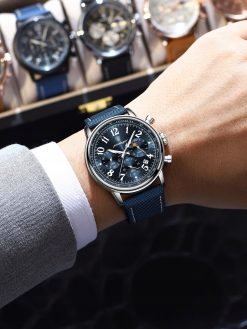 ZEGAREK MĘSKI ELEGANCKI POEDAGAR CHRONOGRAF PUDEŁKO WSKAŹNIK DZIEŃ / NOC 6