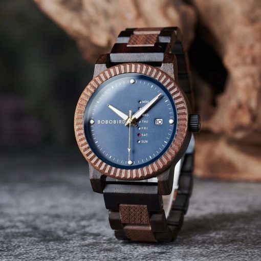 Drewniany zegarek męski BOBO BIRD T131-1 elegancki drewniana bransoleta