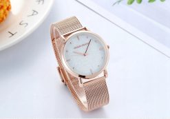 Zegarek damski rose gold na bransolecie mesh HANNAH MARTIN MS36 elegancki piękny pudełko