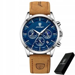 ZEGAREK MĘSKI ELEGANCKI POEDAGAR CHRONOGRAF PUDEŁKO WSKAŹNIK DZIEŃ / NOC
