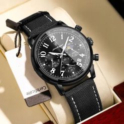 ZEGAREK MĘSKI ELEGANCKI POEDAGAR CHRONOGRAF PUDEŁKO WSKAŹNIK DZIEŃ / NOC