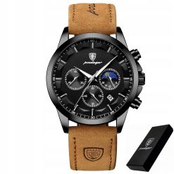 ZEGAREK MĘSKI ELEGANCKI POEDAGAR CHRONOGRAF PUDEŁKO WSKAŹNIK DZIEŃ / NOC