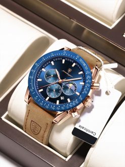 ZEGAREK MĘSKI ELEGANCKI POEDAGAR CHRONOGRAF PUDEŁKO WSKAŹNIK DZIEŃ / NOC