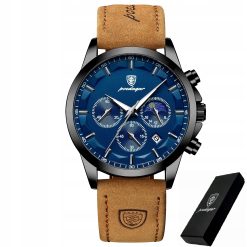 ZEGAREK MĘSKI ELEGANCKI POEDAGAR CHRONOGRAF PUDEŁKO WSKAŹNIK DZIEŃ / NOC