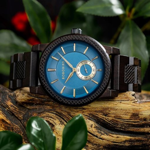Drewniany zegarek męski BOBO BIRD T131-1 elegancki drewniana bransoleta