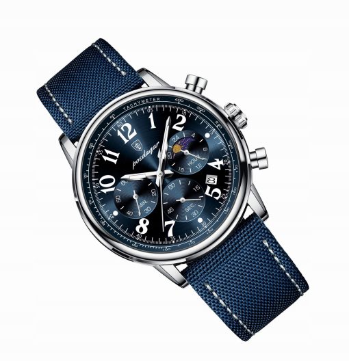 ZEGAREK MĘSKI ELEGANCKI POEDAGAR CHRONOGRAF PUDEŁKO WSKAŹNIK DZIEŃ / NOC