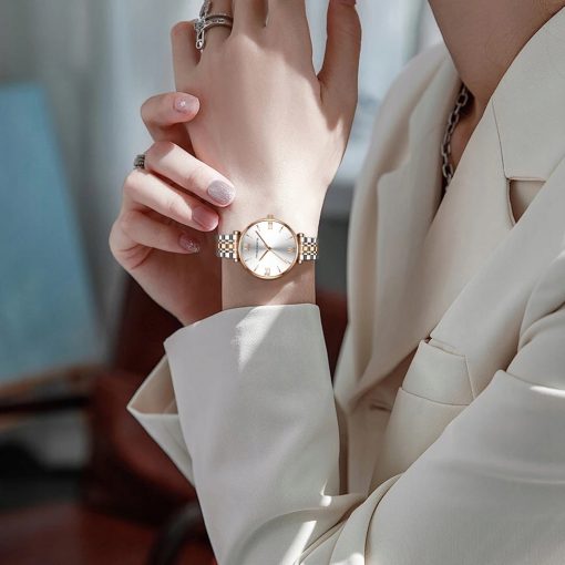 Piękny damski zegarek na bransolecie HANNAH MARTIN 1522 elegancki rose gold srebrny