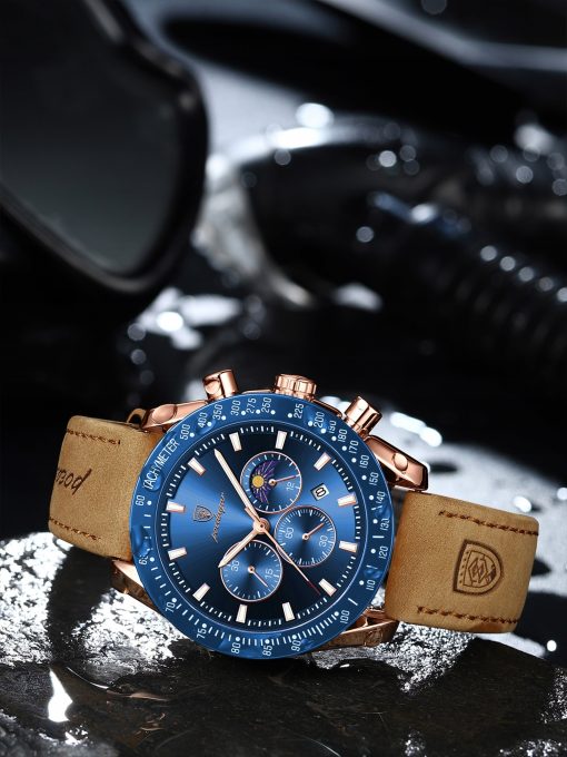 ZEGAREK MĘSKI ELEGANCKI POEDAGAR CHRONOGRAF PUDEŁKO WSKAŹNIK DZIEŃ / NOC