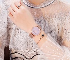 Zegarek damski na bransolecie mesh HANNAH MARTIN MS36 rose gold różowy elegancki piękny pudełko 3