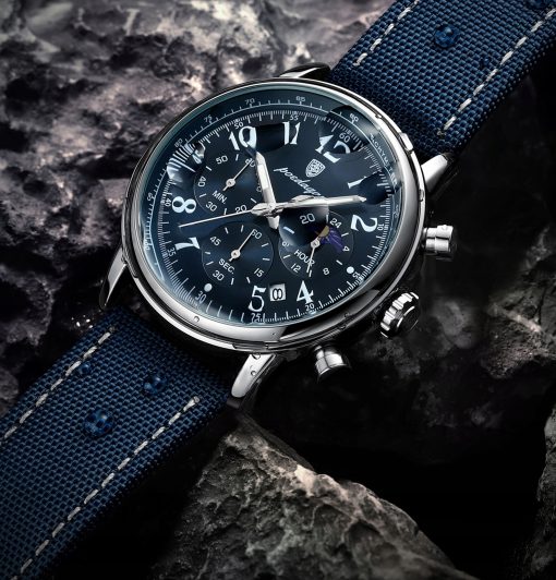 ZEGAREK MĘSKI ELEGANCKI POEDAGAR CHRONOGRAF PUDEŁKO WSKAŹNIK DZIEŃ / NOC
