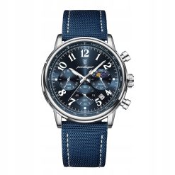 ZEGAREK MĘSKI ELEGANCKI POEDAGAR CHRONOGRAF PUDEŁKO WSKAŹNIK DZIEŃ / NOC 9
