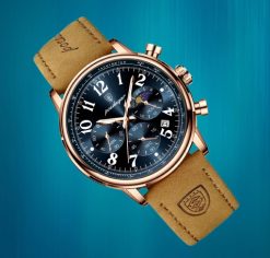 ZEGAREK MĘSKI ELEGANCKI POEDAGAR CHRONOGRAF PUDEŁKO WSKAŹNIK DZIEŃ / NOC 3