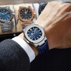 ZEGAREK MĘSKI ELEGANCKI POEDAGAR NA SKÓRZANYM PASKU PUDEŁKO DATOWNIK 3
