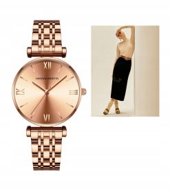Piękny damski zegarek na bransolecie HANNAH MARTIN 1522 elegancki cały rose gold 2