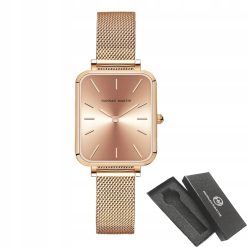Damski zegarek na bransolecie mesh HANNAH MARTIN 1241 piękny elegancki cały rose gold