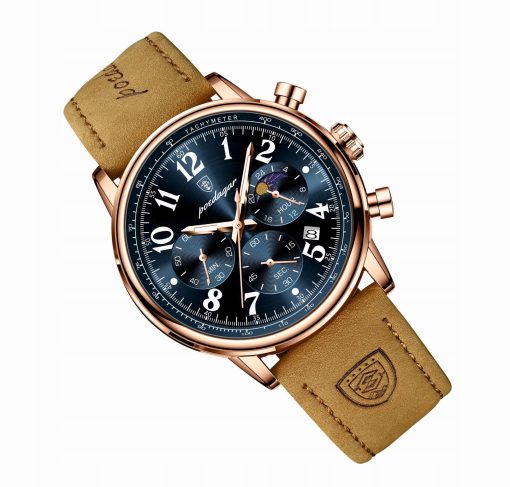ZEGAREK MĘSKI ELEGANCKI POEDAGAR CHRONOGRAF PUDEŁKO WSKAŹNIK DZIEŃ / NOC