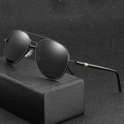 Męskie Okulary Przeciwsłoneczne Solenzio Aviator Polaryzacja z Etui UV400 czarne 0911 3