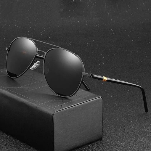 Męskie Okulary Przeciwsłoneczne Solenzio Aviator Polaryzacja z Etui UV400 czarne 0911