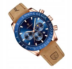 ZEGAREK MĘSKI ELEGANCKI POEDAGAR CHRONOGRAF PUDEŁKO WSKAŹNIK DZIEŃ / NOC 8