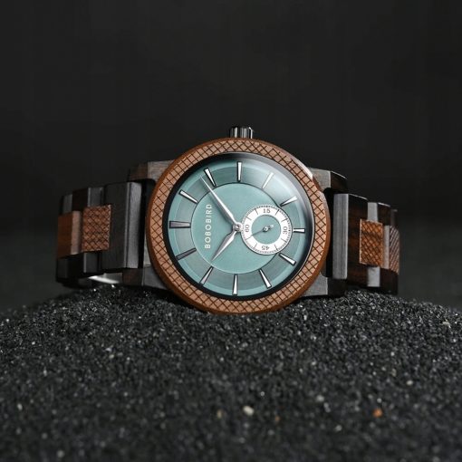 Drewniany zegarek męski BOBO BIRD T131-2 elegancki drewniana bransoleta