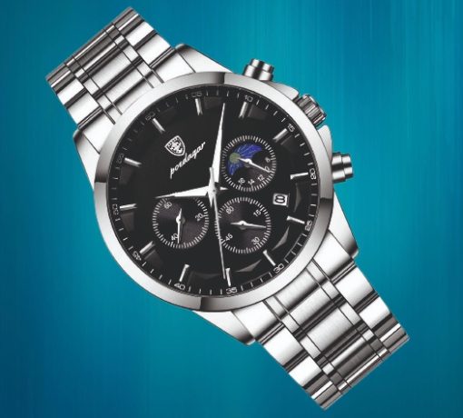 ZEGAREK MĘSKI ELEGANCKI POEDAGAR WSKAŹNIK DZIEŃ / NOC CHRONOGRAF PUDEŁKO