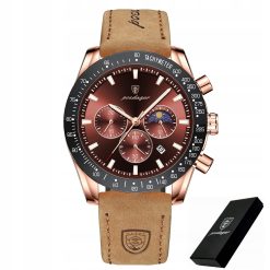 ZEGAREK MĘSKI ELEGANCKI POEDAGAR CHRONOGRAF PUDEŁKO WSKAŹNIK DZIEŃ / NOC