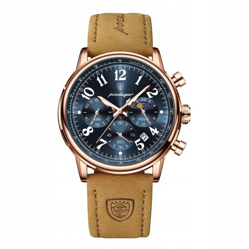 ZEGAREK MĘSKI ELEGANCKI POEDAGAR CHRONOGRAF PUDEŁKO WSKAŹNIK DZIEŃ / NOC