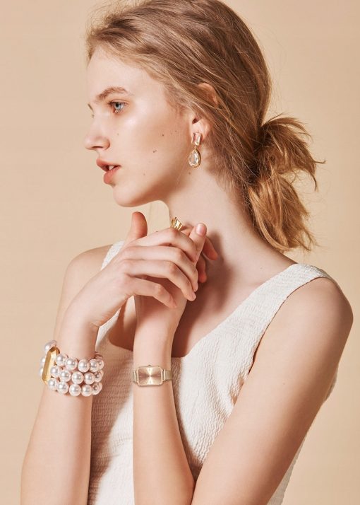 Damski zegarek na bransolecie mesh HANNAH MARTIN 1241 piękny elegancki cały rose gold