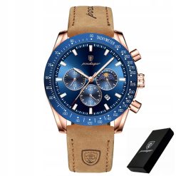 ZEGAREK MĘSKI ELEGANCKI POEDAGAR CHRONOGRAF PUDEŁKO WSKAŹNIK DZIEŃ / NOC